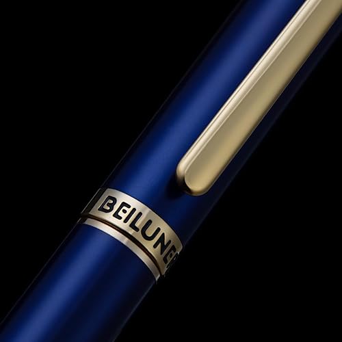 Miniatura 4 de Klein Blue - Pluma estilográfica de lujo, borde dorado de 24 quilates, punta fina, convertidor de tinta Schneider alemán y 6 cartuchos de tinta,