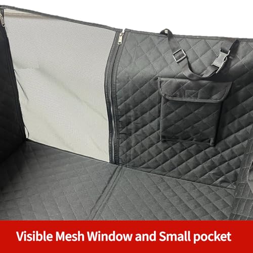 Image of Dog Car Seat Cover 60 /40 Split for Back Seat, Waterproof Pet Seat Cover for Dogs, Scratchproof, Anti-Slip, with Flaps and Mesh Window