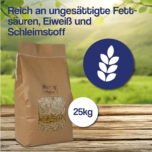 Gebrüder Goller Hafer Ganzes Korn 25kg - Futterhafer als Pferdefutter ungeschält für Pferd und Pony/Kraftfutter Pferd für mehr Energie - mehrfach gesiebt & staubarm - direkt vom Hof