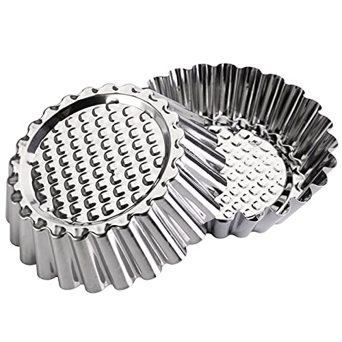 Dicunoy 30 Pcs Egg Tart Mold For Baking, 3.8 Inch Stainless Steel Mini Tart Tin Pans, Ensaymada Molder Filipino, Pie Tartlet Cupcake Cake Muffin Mold #TOP2