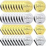 40Pcs Happy Father‘s Day Cupcake Toppers Fathers Day Acrylic Cake Toppers Father's Day Cake Disc Round Mirror Engraved Topper Fathers Day Cake Picks For Fathers Day Party Cake Decorations