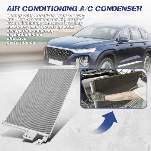 Image of Air Conditioning A /C Condenser Compatible with Hyundai Santa Fe 2007-2009 V6 2.7L /V6 3.3L # 3576, CN3576PFC, 976062B000