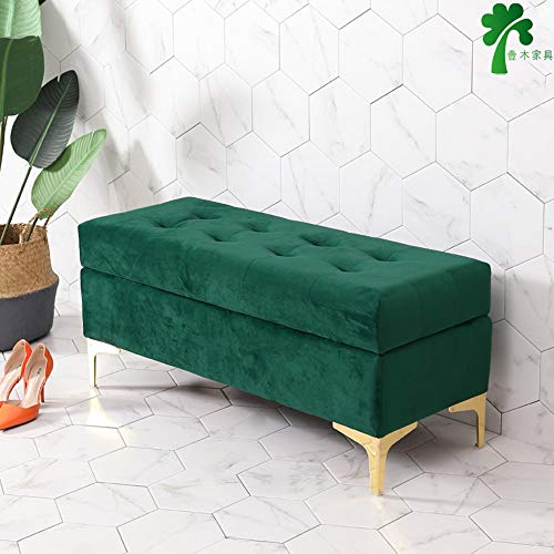 Banc confort de 90 cm en velours épais vert supportant 150 kg