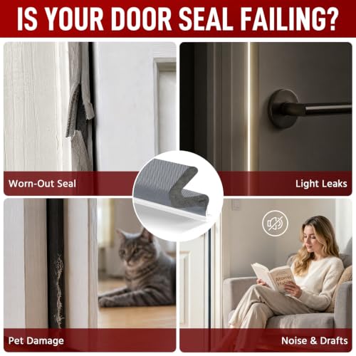 Image of 40FT Kerf V‑Shaped Weather Stripping Door Seal, Press‑in Seal for Pre‑Cut Slot Doors, Not Self‑Adhesive, Soundproof Draft Blocker for Exterior Front Doors, Fits Large Gaps, Easy DIY Install (Grey)