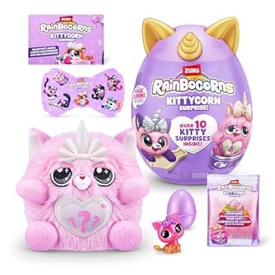 Rainbocorns Kittycorn Surprise Series 2  Chai The Chinchilla Cat - Peluche Coleccionable - 10 sorpresas para desempacar  despegar y revelar corazón  calcomanías  a Partir de 3 años  Gato Chinchilla 