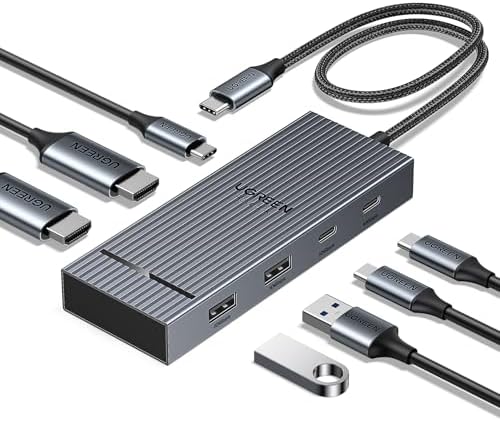 UGREEN 7 in 1 Revodok Pro USB C Docking Station Dual 4k HDMI Monitor, USB C Hub with 2 HDMI, 2*USB A&C 10Gbps Date Transfers, PD 100W, USB C Dock for MacBook Air/Pro, ThinkPad, iPad Pro, and More Product Image