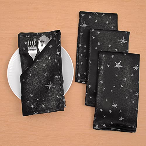 Servilletas de tela 18"x18" set de 4 estrellas negras miniatura 1