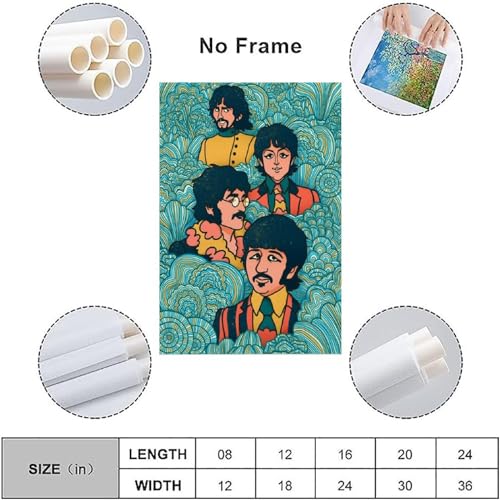 LUISAS Poster décoratif sur toile avec groupe de rock vintage The Beatles – 30 x 45 cm - Les Beatles, Paul McCartney, John Lennon, RIngo Starr, George Harrison LUISAS Poster décoratif sur toile avec groupe de rock vintage The Beatles - 30 x 45 cm – Image 4