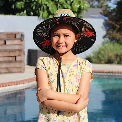 COR Surf Kids Straw Hat Summer Beach Hat for Boys and Girls Classic Lifeguard Sun Hat (Kauai, 54 CM)2