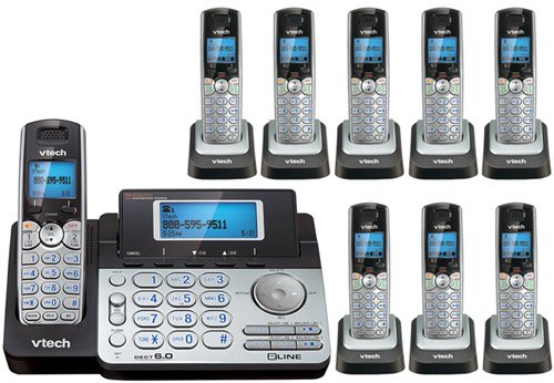 Vtech DS6151 Base with 8 Additional DS6101 Cordless Handsets Bundle