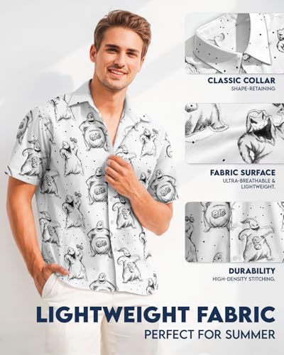 Image of 99TIMORO Fathers Film Button Down Shirt for Men, Funny Hawaiian Short Sleeve Top, Summer Beach Gifts