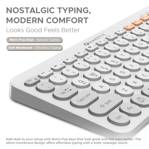 Image of (Refurbished) Amkette Optimus BT [New and Improved] Multi Device (4in1) Wireless Keyboard /Bluetooth Keyboard | One Click Device Switching and AI Access for Windows, MacOs, Android and iOS, Dual OS Layout (White)