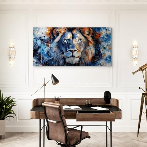 SERIMINO Lion Large Wall Art Modern, Nature Animal Room Decorations Paintings, Blue Watercolor Pictures Wall Decor Living Room Bathroom Office Aesthetic Home Decor, 30"X60"