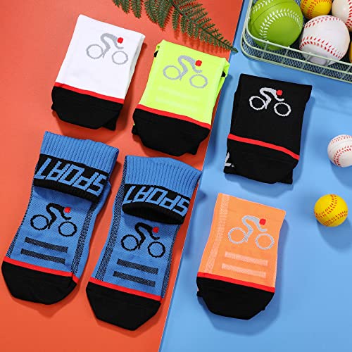 Bonuci 5 Pairs Mens Cycling Socks Sports Bike Socks Unisex Nylon Colorful Athletic Socks Breathable Cycling Gifts for Women3