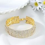 Boaccy Vintage Crystal Cuff Bracelet Bride Bracelets Wedding Wrap Bangles Gold Jewelry for Women and Girls (GOLD)