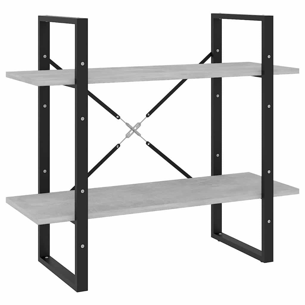 Scaffale a 2 livelli in compensato, grigio cemento, 80 x 30 x 70 cm