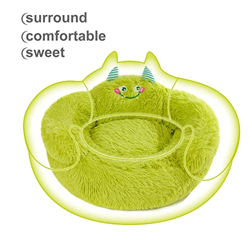 Jiupety Hundebett Katzenbett Flauschig, Donut Hundebettn Grosse Hunde, Orthopädisches Hundebett Hundehütte Indoor, Hundekorb Größe L (69 x 69 x 36 cm), Cartoon Dog Bed, Grün
