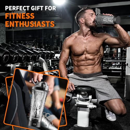 FANS-ONE Premium Electric Protein Shaker Bottle, 24 oz Lockable Blender Shaker Bottles, Made with Tritan, BPA Free, USB Rechargeable Mixer Blender Cup for Protein Shakes, Black — view 5