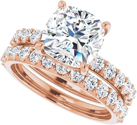 1-5 CT Cushion Moissanite Solitaire Engagement Ring for Women in 10K/14K/18K Solid Yellow Gold Handmade Diamond Alternative Proposal Ring, Classic Wedding Ring Set, Ring For Her