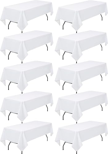 Paquete de 10 manteles blancos para mesas rectangulares de 8 pies, manteles de 60 x 126 pulgadas, manteles de poliéster de 8 pies para mesas Paquete de 10 manteles blancos para mesas rectangulares de 8 pies, manteles de 60 x 126 pulgadas, manteles de poliéster de 8 pies para mesas