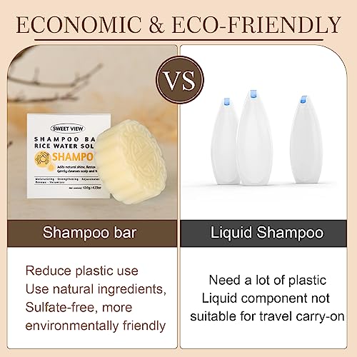 SWEET VIEW Shampoo Bar, Rice Water Shampoo Bars for Hair Growth & Strengthening, Vegan Hair Darkening Solid Shampoo 120g - Image 4