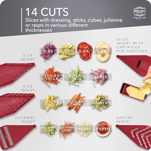 Mandoline Slicer Vital (Profi Set) • Vegetable Slicer with Stainless Steel V-Blade & Dressing Function • 12 Cutting Styles • For Slices, Zoodles, Strips, & Dices in Various Thicknesses