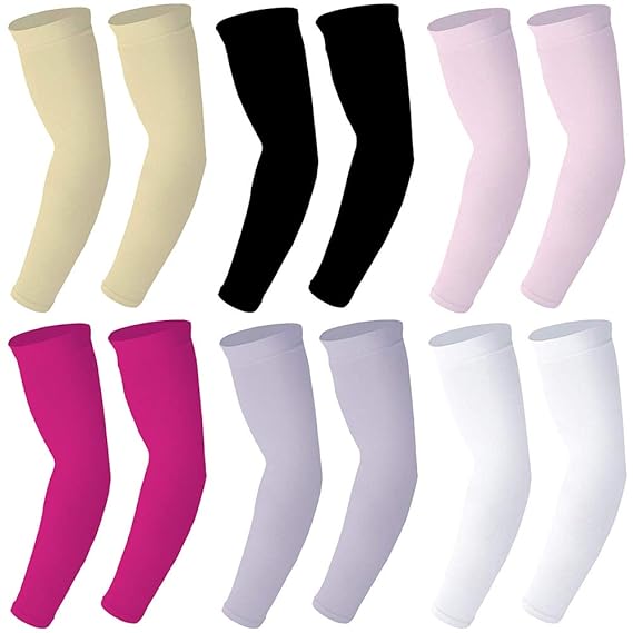 Arm Sleeves With Beige,Black,Light Pink,Pink,Purple And White Color - 6 Pairs