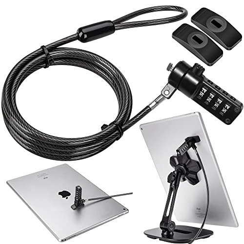 Abovetek Ipad Lock Security Cable W/Adhesive Plates, 6-Ft Keyless 4 Digit Combination Tablet Lock Kit, Anti-Theft Hardware Locking Cable For Iphone Cell Phone Macbook Laptop In Showroom Retail Stores #TOP11