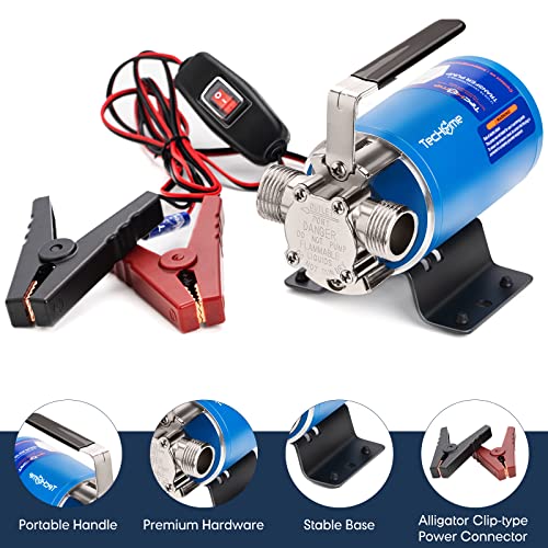 Image of 12V Portable Electric Utility Water Transfer Pump, with ON /OFF Switch and Suction Hose Kit.