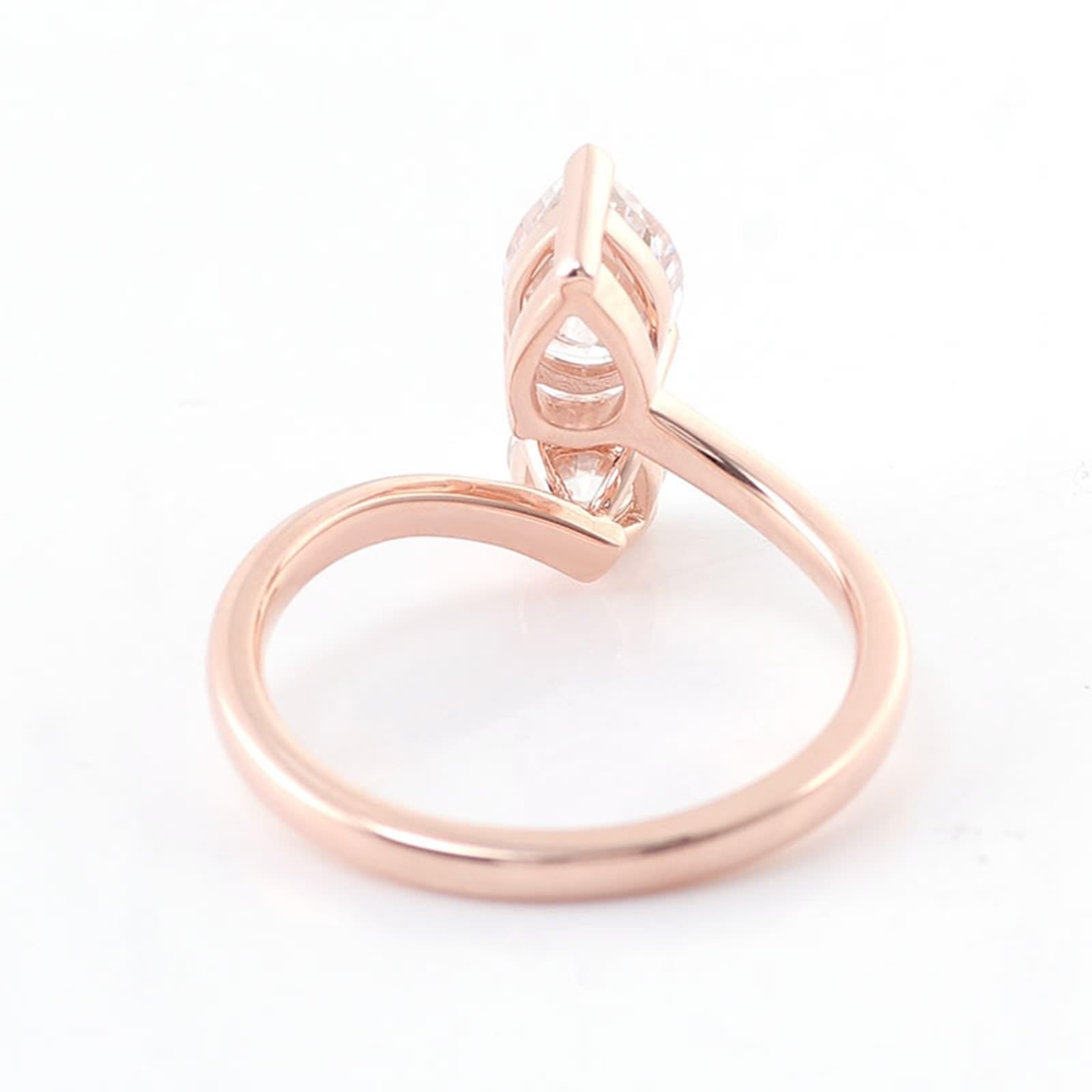AMDXD Gioiello in vero oro rosa Au 375/585/750 - Fedi nuziali classiche con gocce di moissanite da 1 carati, anello 9 K/14 K/18 carati, oro rosa, misura 47-62