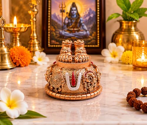 Image of Lord Balaji Charan Paduka Idol for Home Temple, Car Dashboard & Office Decor | Venkateswara Swamy Feet with Shanku Chakra Namam | Spiritual Showpiece | Pooja Gift for Housewarming & Festivals