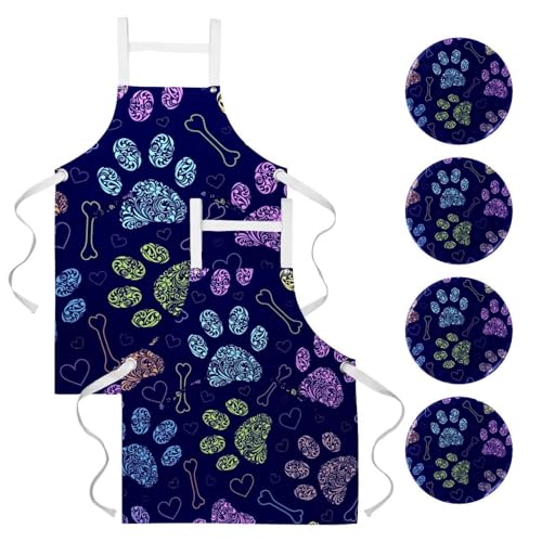 Tablier de cuisine multicolore à motif floral pattes pour la pâtisserie