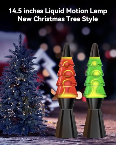 Image of Christmas Tree Liquid Motion Lamps - 14.5 Inch Black Large Christmas Tree Night Lights Table Lamp for Adults Kids, Mood Lighting Home Decor Christmas Unique Gifts