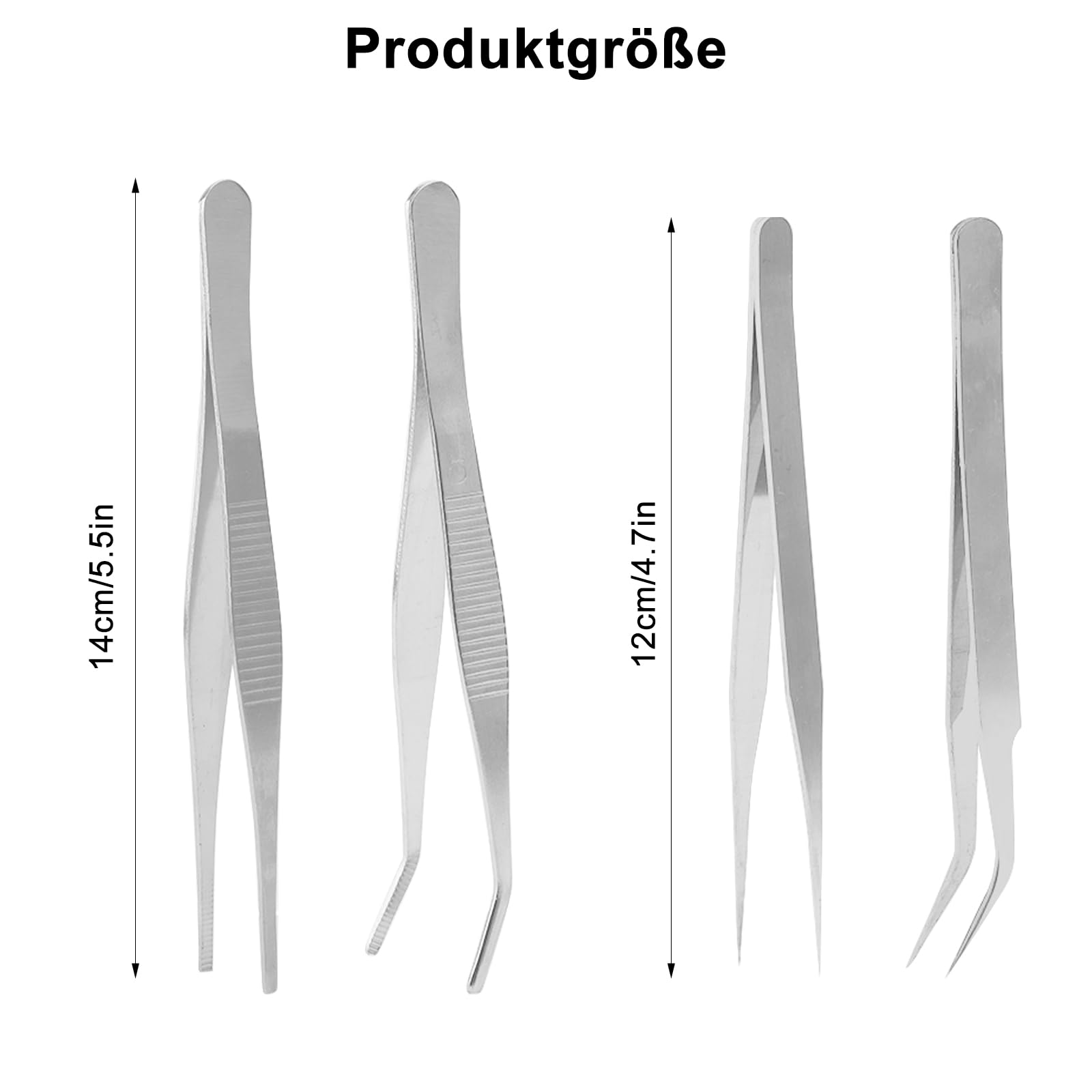 4 zakrzywione pęsety, 14 cm, 2 tępe pęsety ze stali nierdzewnej 12 cm, naprawa ręczna, maszyny do szycia, biżuteria
