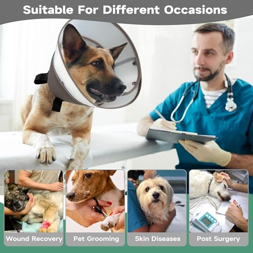 Image of Soft Dog Cone Collar After Surgery,Clear Padded Collar,E-Collars for Dogs to Prevent Licking Wound, Adjustable Dog Recovery Elizabethan Collar S