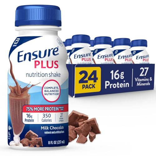 Ensure Plus Nutrition Shake With 16 Grams of Protein, Meal Replacement Shakes, Milk Chocolate, 8 Fl Oz (Pack of 24)