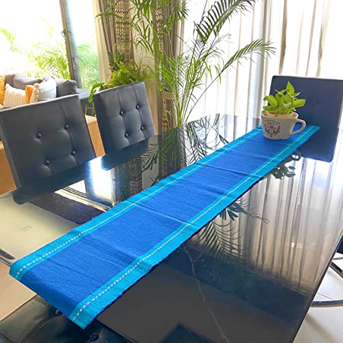 Image of RANGBHAR Cotton Table Runner For 6 Seater Dining Table, Heat Resistant Striped Table Runners For Living /Dining Room , 12 X 72 Inches , Navy Blue, Large