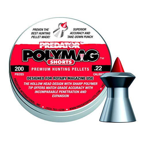 Predator Polymag 1011-01 Short Air Gun Pellets .22 Cal, 16 Grains, Short, 8G, 200ct