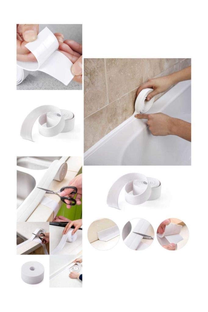 Pazarakos Su Sızdırmaz Banyo Mutfak Kenar Lavabo Bandı 3.2 Metre, Beyaz