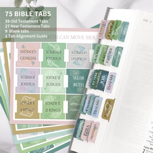 Image of Taja Bible Tabs, 75 Large Print Index Tabs for Women & Men