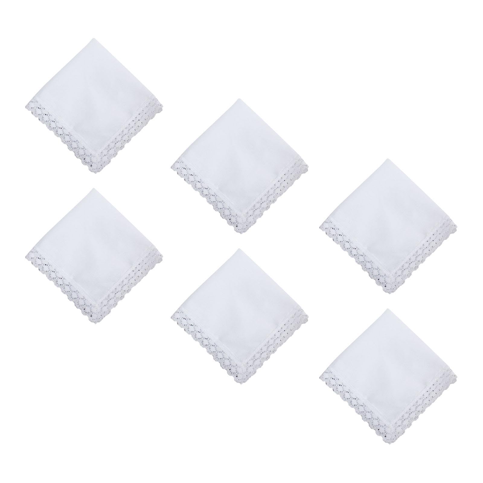 6Pcs Blank White Lace Handkerchiefs White Hankies for Dyeing Crafts Handmade-image-6