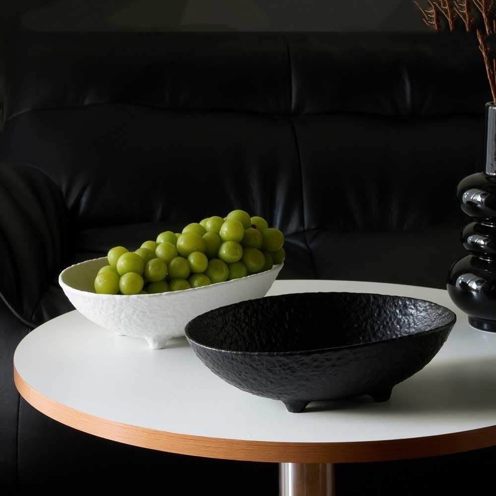 Miska owoców Ceramiczna miska na owoce, czworonożna miska na owoce, owalna miska na owoce, używana do dekoracji blatu kuchennego lub stołu w jadalni Koszyk na owoce(Biały)