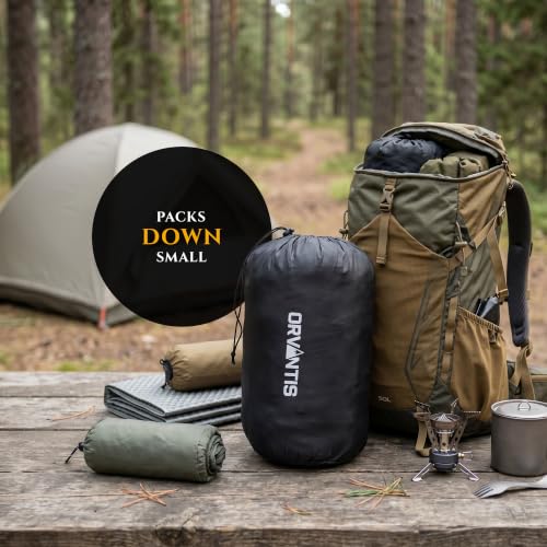 Bolsa de dormir ajustable para adultos, 3 estaciones, rectangular, con capucha y aperturas para brazos, portátil para camping, senderismo y viajes al aire libre, negro miniatura 7