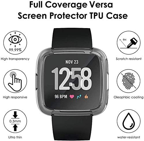 XIMU Screen Protector Case Compatible with Fitbit Versa (Not for Versa 2), 4-Pack Soft TPU Plated Full Coverage Protector Case Bumper Frame Accessories for Versa Special Edition Smart Watch