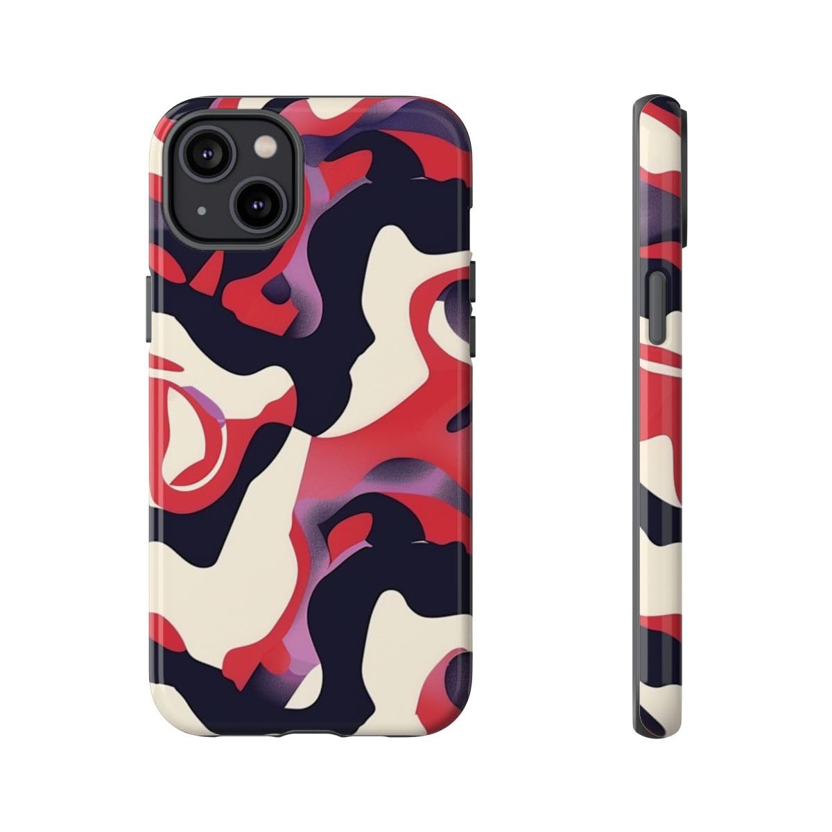 Coque rigide iPhone 14 Plus motif abstrait rouge noir protection