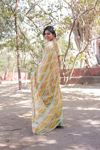 Image of MIRCHI FASHION Saree for Woman Chiffon Floral Printed | Lightweight Comfortable Daily Wear Women's Sari with Unstitched Blouse Piece (Available in 15 Colors)