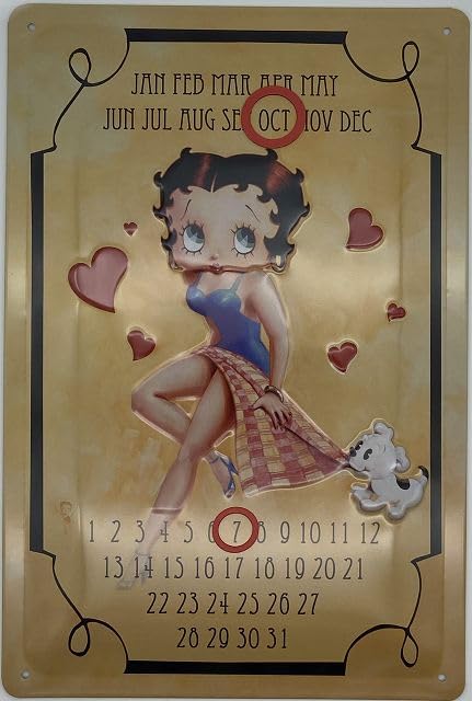 Betty Boop 30 x 20 cm Annual Calendar Endless Calendar - DeKono7, variegated