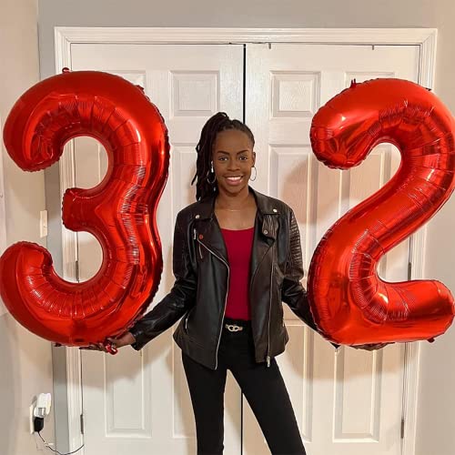 Image of Large Number Balloons 6 for Boys, Red 40 Inch Foil Self Inflating Number 6 Balloon for Women Men 60th 25th Birtyday Party Anniversary Graduation Party 0-9 Set Balloons Decorations Supplies