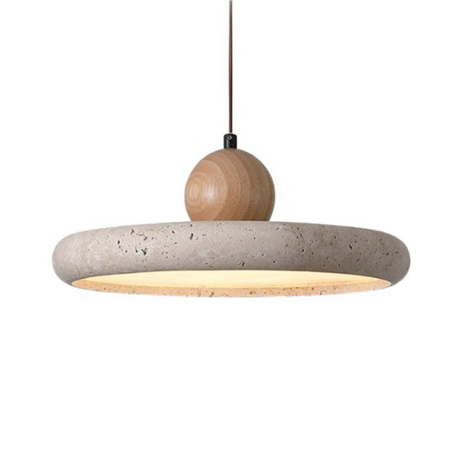 MTNROO Circular Travertine Hanging Light Natural Pendant Ceiling Chandelier Porous Travertine Stone No Dimmable LED Warm Light Wabi-Sabi Art Personalized for Kitchen Island Bedroom Restaurant