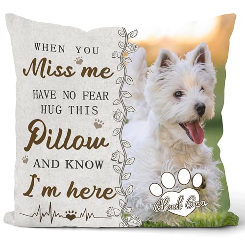 Glad Gua Personalised Pet Memorial Cushion Cover Optional Cushion Pad Custom Dog or Cat Remembrance Gift Sympathy Keepsake for Pet Loss